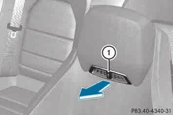 : Rear-compartment air vent thumbwheel ; Rear-compartment air vent, right = Rear control panel, only with automatic climate control 2?
