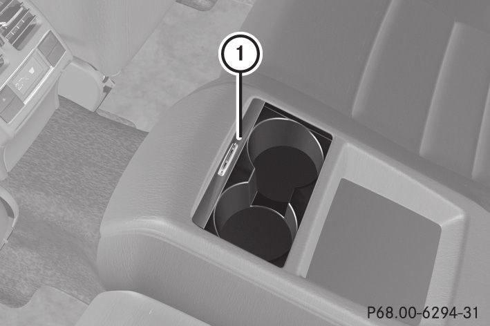 274 Features Cup holder in the rear stowage box Stowage and features Coupe (double cup holder, side by side) X To