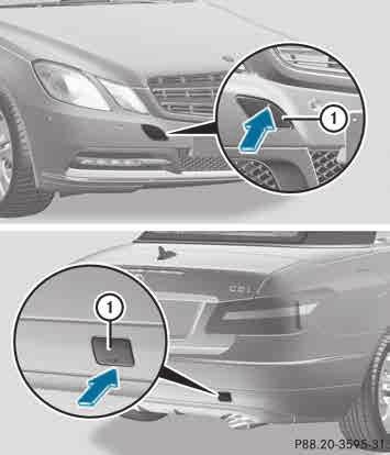 316 Towing and tow-starting Breakdown assistance Example: Cabriolet, towing eye covers The mountings for the removable towing eyes are located in the bumpers.