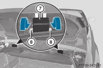 Left trim in the trunk (example) X Pull out catch B on both sides as far as it will go and turn it approximately