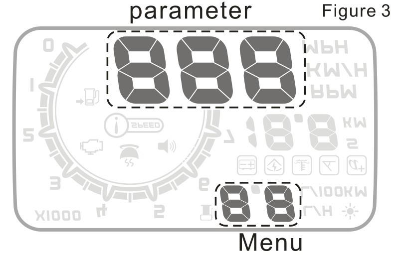 Finally, the display of HUD and meter display are exactly the same. Specific steps are as follows: When HUD and vehicle are connected, we can press the button for 5 seconds to enter setting mode.