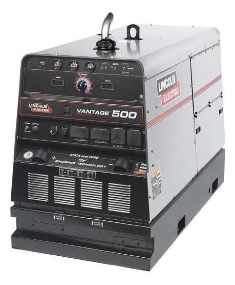 Vantage 500 Processes Stick, TIG, MIG, Flux-Cored, Gouging Product Number K2405-2 See back for complete specs Output Range See Back Page Rated Output Current/Voltage/Duty Cycle 500A/40V/100%