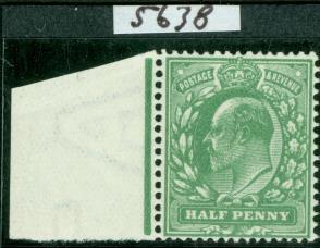 SG 270a ½d pale bluish green St Andrew cross attached