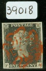SG 7 1d red brown plate 1b lettered O.F.