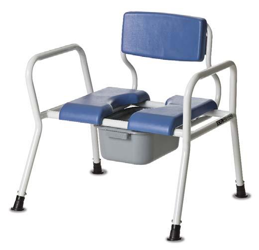armrests to assist access Open back to allow easy sling access and assist positioning Polyurethane moulded seat & back Seat panel removable for cleaning Can be used for showering (requires optional