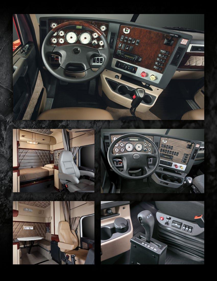 Air weight and tire pressure gauges are located inside the cab. And the dash is constructed in fewer sections for less noise and greater durability.