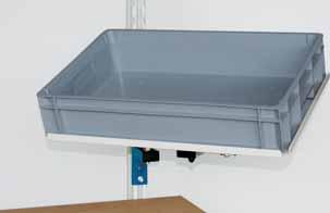 20 Inclinable tray for accessory mount Infinitely adjustable 0º 45º, locked in position with clamping lever Ideal for use with Euro boxes x