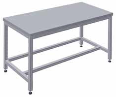 Chipline Assembly s Workbench Fixed height Base made from natural anodised aluminium section 40 x 40 4 adjustable feet to deal with uneven floors Non-standard sizes available Worktop not included