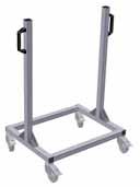 swivelling movement of the castors Can be kitted with top support rail,
