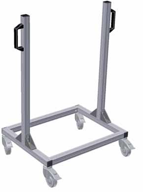 Chipline Material Trolleys Base Frame Base unit made from natural anodised aluminium section 40 x 40 Optional trolley heights 1050 and 1400 4 x dia.