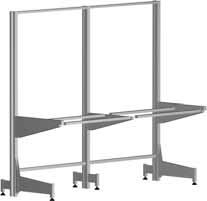 Multiple Starter Modules single sided double frame 2x frame 2x foot (long) 4x foot (short) 1x bracket pair 1x central bracket for continuous worktop, 2x C-section stringer (pair) 2x upright