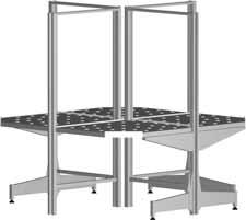 Assembly Lines Add-on Modules for use with "starter module double sided" Angle X Ball Mat 4x frame 815 6x foot (long) 3x bracket pair 4x corner ball mat 4x ball transfer rail 4x end stop 2x upright