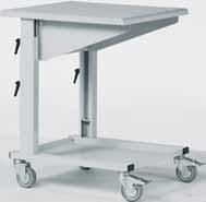 Side Trolley height adjustable Infinitely adjustable working height from 770-1050 Secured by clamping levers 4 swivel castors of which 2 have brakes that block both the rolling and swivelling