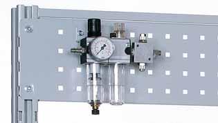 Compressed Air Mounted on narrow back panel or perforated panel Supply unit: Pressure regulator,