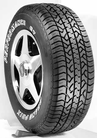 PERFORMANCE ALL SEASON GRAND PRIX PERFORMANCE G/T An all season tire for those who prefer the handling and cosmetic appearance of a performance tire to standard all season tires.