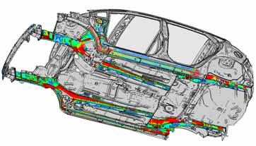 CAE Development Process Material History in Crash Simulation / Mapping Component residual plastic strain distribution is extracted The work hardening affects of Dual Phase steel are significant and