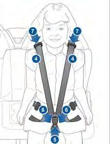 Always ensure the top of the child s head cannot contact the vehicle and that the child is seated comfortably with the seat belts positioned and latched correctly.