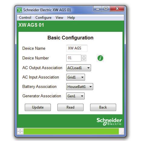 Configuring the Conext Automatic Generator Start Multi-Unit AGS Configuration AGS Basic Configuration provides the means to identify multiple AGS units within the same configuration.