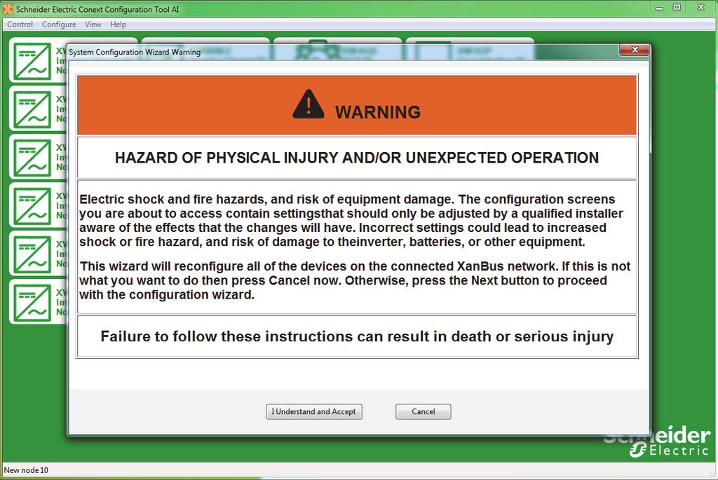 Using the Configuration Wizard WARNING Using the Configuration Wizard HAZARD OF PHYSICAL INJURY AND/OR UNEXPECTED OPERATION Configuration screens contain settings that should only be adjusted by a