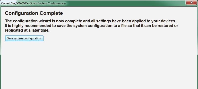 System Configuration 9. Save the System Configuration. If necessary, you can use the system configuration file to reconfigure the system in the future.