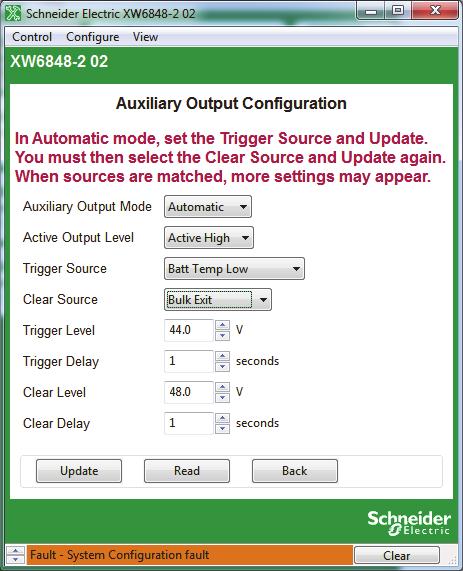 Device Configuration Table 3-8 Auxiliary Output Configuration Settings (Items in Gray Displayed When Auxiliary Output Mode is set to Automatic ) Setting Description Clear Level Clear Delay Trigger