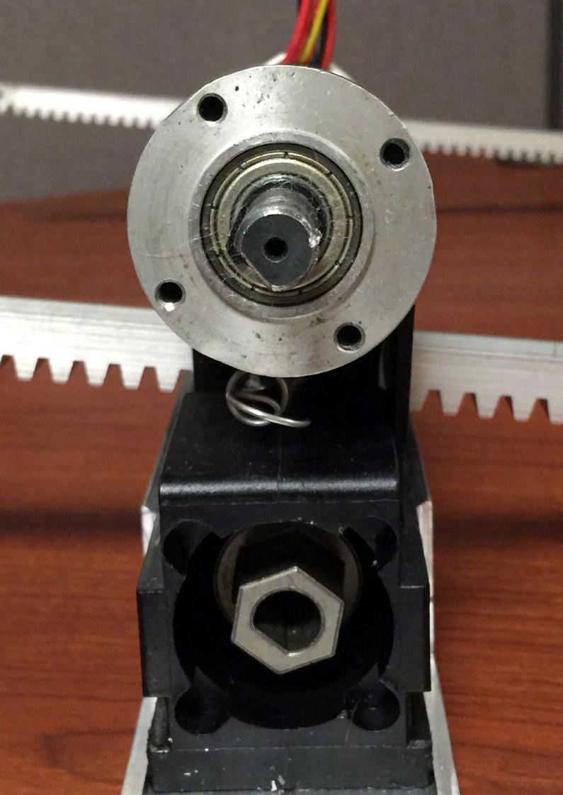 Insert both the upper and lower gear rack pieces uniformly (Fig.