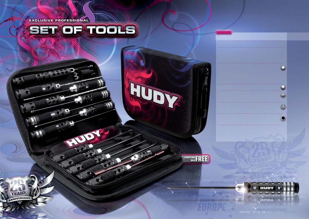 FOR ALL CARS #190005 - EXCLUSIVE LIMITED EDITION #199011 - HUDY Carrying Bag - Small #107601 - Limited Edition - Reamer for Body 0-9mm + Cover Small #107643 - Limited Edition - Arm Reamer # 3.
