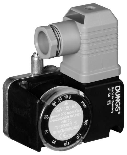 Compact pressure switch for multiple actuators GW A5 GW A5/1 5.0 1 6 Technical description The GW A5 pressure switch is a compact pressure switch as per EN 1854 for DUNGS multiple actuators.