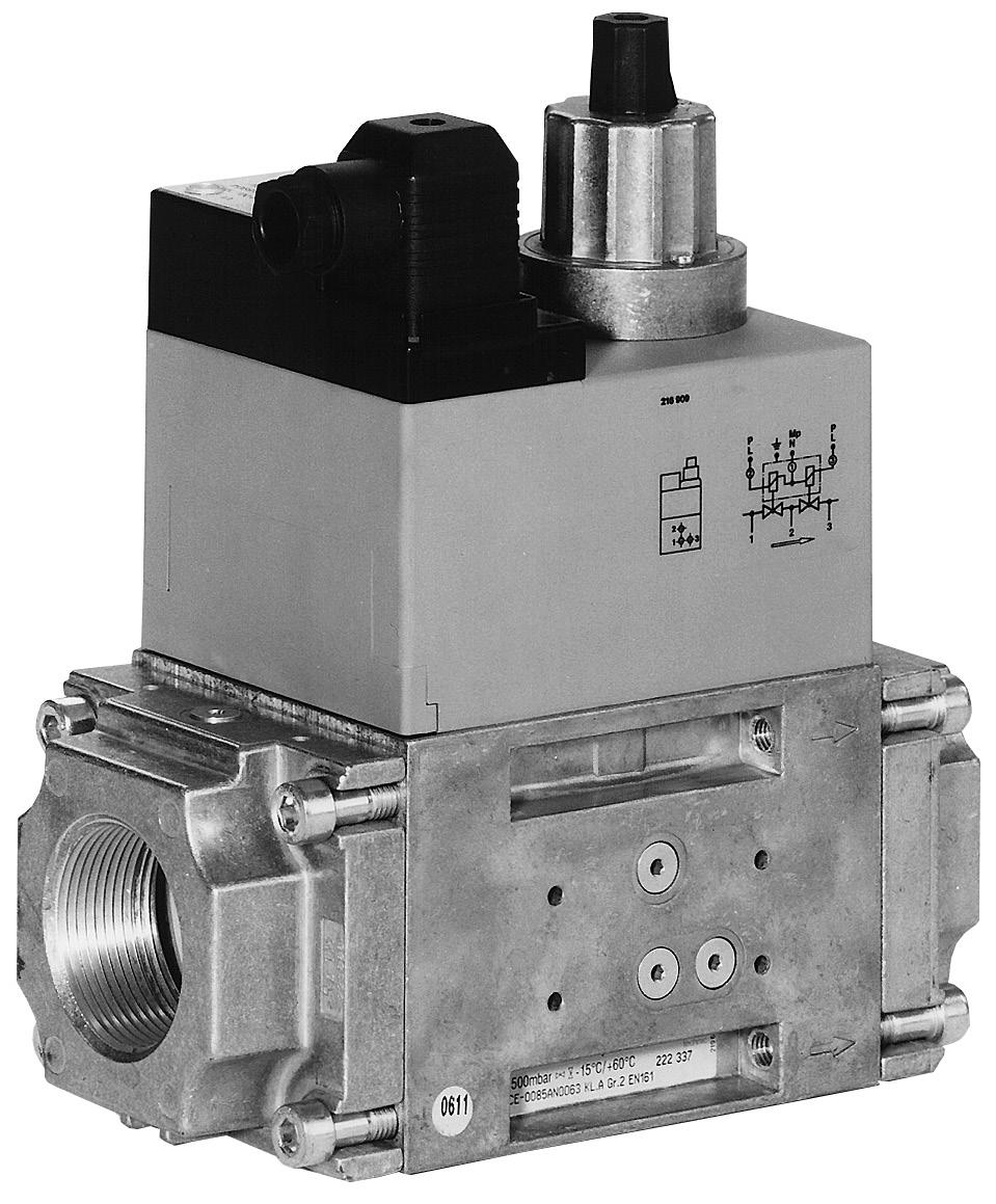 Double solenoid valve Rp 3/8 - Rp nominal diameters DMV-D/11 DMV-DLE/11 7.30 1 6 Technical description The DUNGS double solenoid valve DMV integrates two solenoid valves in one compact fitting.