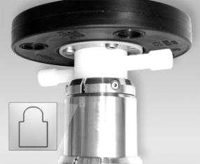 If the symbols are vertical to the flow the sensor is fully protected from direct flow. The insertion rod can be adjusted in any intermediate position.