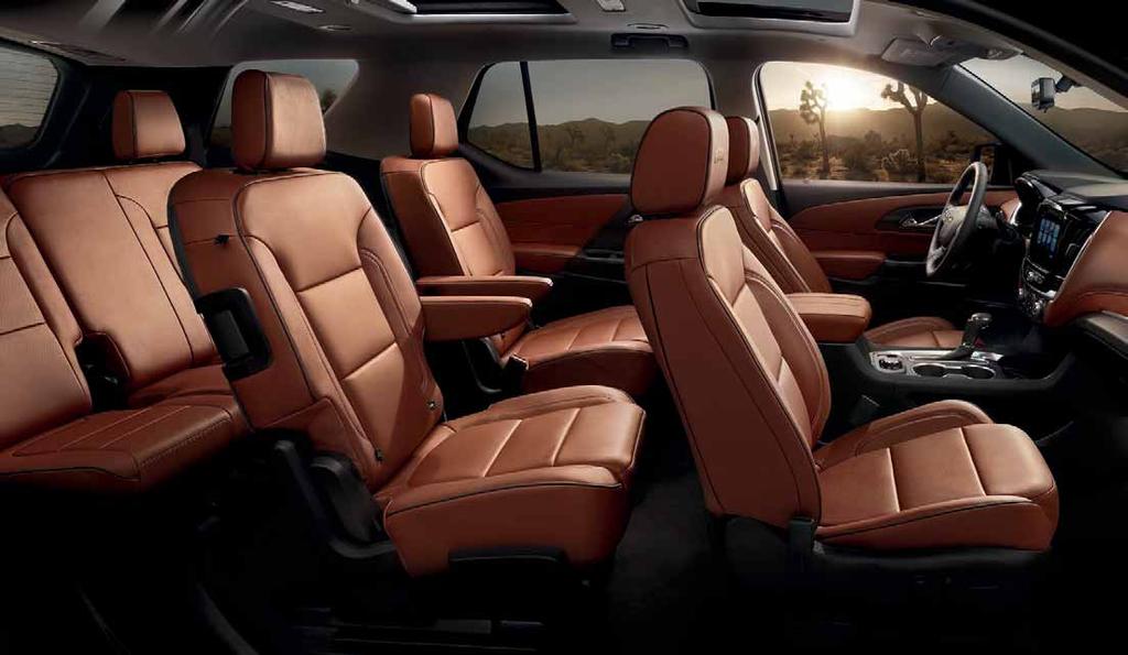 1 Does not detect people or items. Always check rear seat before exiting. Traverse High Country Loft Brown leather-appointed interior with Jet Black accents. FIRST-CLASS CABIN.