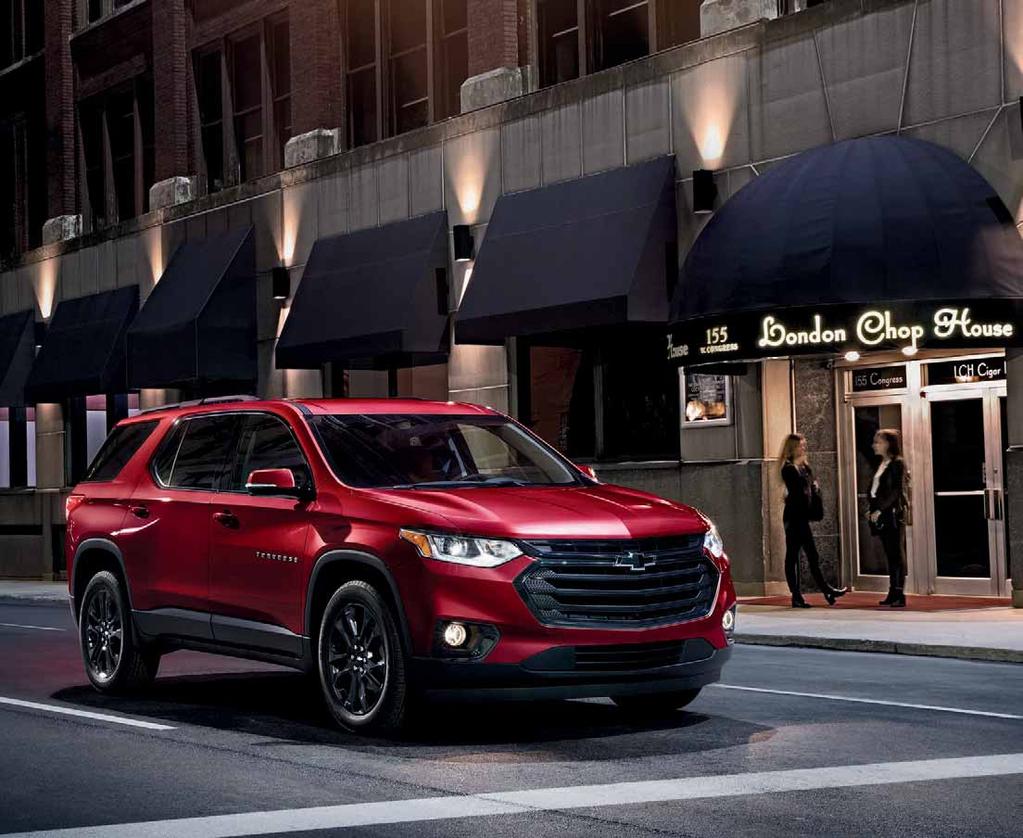 Traverse RS in Cajun Red Tintcoat (extra-cost color). TRAVERSE RS OUR BOLD, SPORTY RS 1 TURNS HEADS AND ALWAYS STANDS OUT FROM THE CROWD. THIS MODEL INCLUDES: 2.