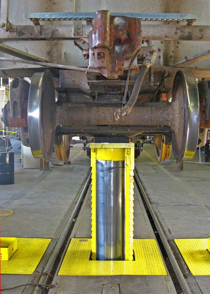 Installation can provide side jacks for lifting both ends of the railcar simultaneously resulting in faster throughput.