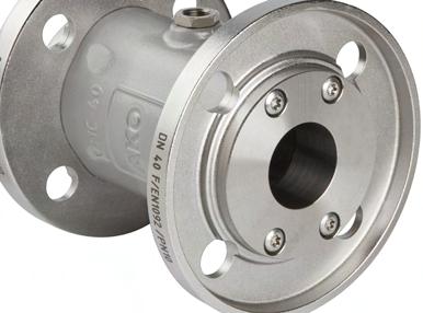 Air operated Pinch Valve - Flange connection (F) (a) / b) 25-50 65-00 DIN EN ISO 228 "" Flange connection according to DIN EN 092- PN0/6, DIN 853-2 (BF) / 864-2 form A (BF) (a) on request.