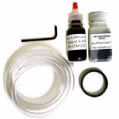 Accessory Package This package consists of: Heavy-duty graphite-filled piston seal 1 /8" short arm socket screw key 1 /4" ID Vinyl tubing Lube kit (also available in individual bottles) NOTE: This