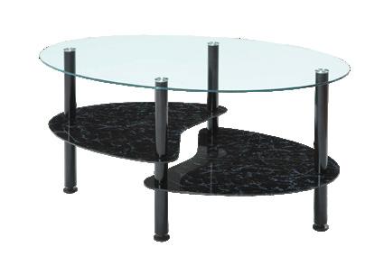 SKU #CE003G29, CE003GBW, CE003GBM, & CE003GDE PRIME (UV)/CLASSIC COLLECTION CRESCENT SERIES BLK, BW, BM, & DE Coffee Table: 39.4" W 23.6" D 19.5" H End Table: 21.3" W 20.5" D 19.5" H 68.44 lbs.