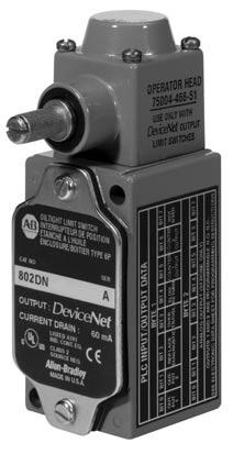 802DN DeviceNet Switch Without Lever Outputs Designed to meet NEMA limit switch operating and mounting characteristics. Embedded DeviceNet.