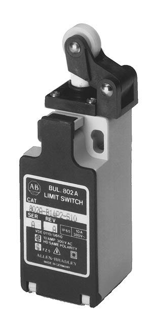 to DeviceNet autobaud, teach and learn angle, configurable counters and timers, multiple maintenance warnings Page 8 16 802A IEC Roller Lever Push Designed to meet IEC and CENELEC standards Most of