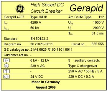 Standard Gerapid Wiring Diagrams The internal wiring for Gerapid breakers is composed of several standard typical diagrams, for such components as tripping devices and indicators.