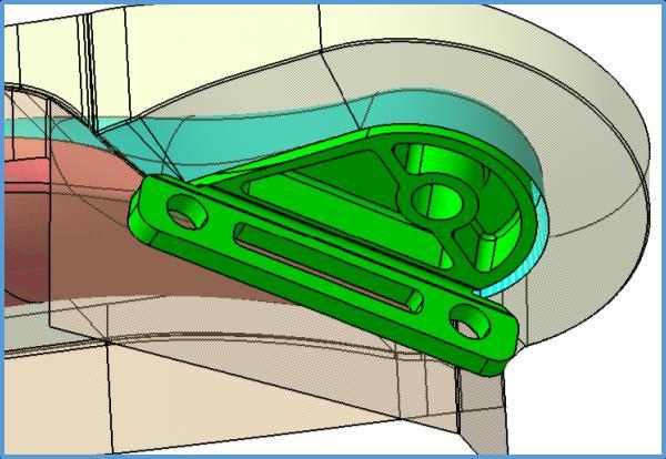 6 Final upper (blue) and lower (light red) parts with aluminum inserts (green) inside the carbon