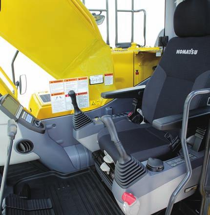Newly Designed Wide Spacious Cab The newly designed wide spacious cab features a high back, fully adjustable seat with a reclining backrest.