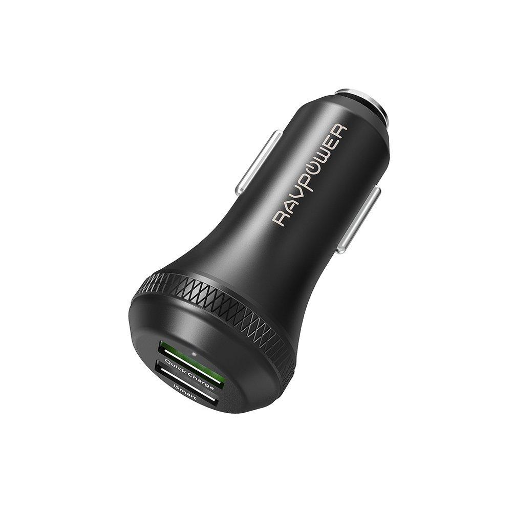 0 Input & Output, USB C / Type-C Port (2) Car Charger RAVPower 36W Dual USB Car Charger with Quick Charge 3.