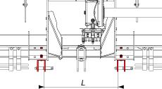 - Adjust sliding guard (2) position to fully cover machine front part between lower coupling yokes and machine ends: Distance D between sliding guard and lower coupling yokes