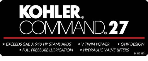 Labels Command Twin Non-PRO, silver on black, red stripe 24 113 134-S 16 HP. 4 113 71-S 22 HP 24 113 32-S 17 HP.