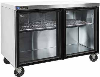 single or double overshelf or refrigerated drawers.