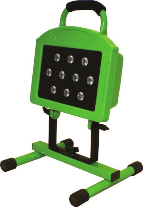 powered LEDs - Li-Ion battery - 110 pivoting head - Can be mounted to a tripod - Cool to the touch -