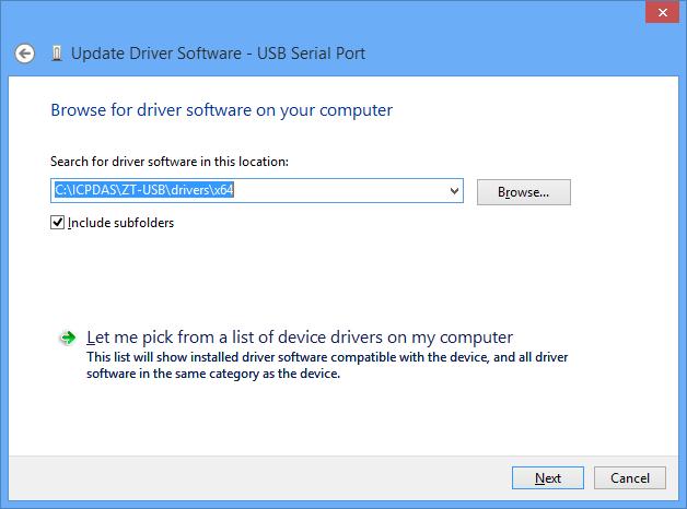6. When the following screen is displayed, select the Browse my computer for driver software Option to continue. 7.