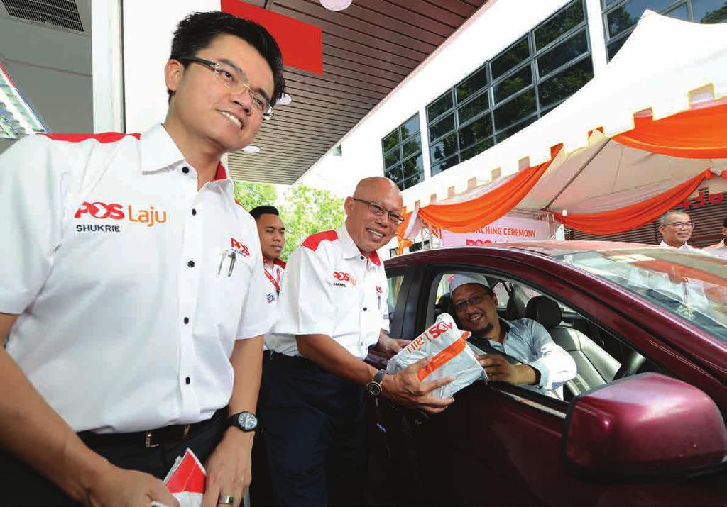 62 POS MALAYSIA ANNUAL REPORT 2017 During this Financial Year, Pos Laju had introduced the Pos Laju EziDriveThru outlets as part of its new approach to assist and provide convenience to our