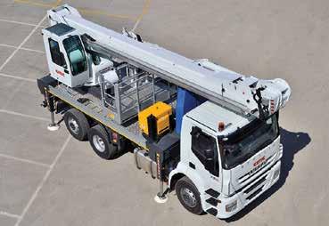 truck mounts chassis and offer maximum platform capacities of 450kg. The 50.5 metre B-Lift 510 HR has a 35 metre outreach and is mounted on a 26 tonne chassis.