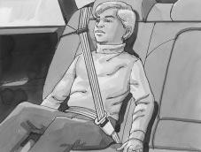 4. Buckle, position and release the safety belt as described in Rear Seat Passenger Positions earlier in this section. Make sure that the shoulder belt crosses the shoulder.